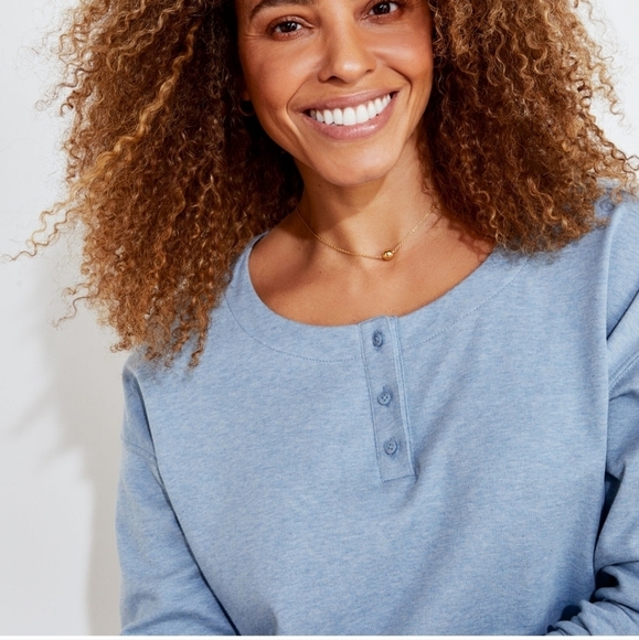 Haven Well Within Organic Cotton Interlock Henley Dress Blue Size M - Picture 9 of 11